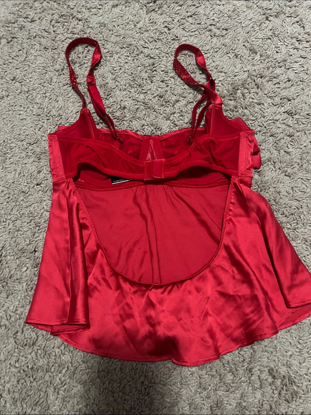 Victoria's Secret Red Satin Bow-Front Camisole & Shorts Set - Picture 3 of 4